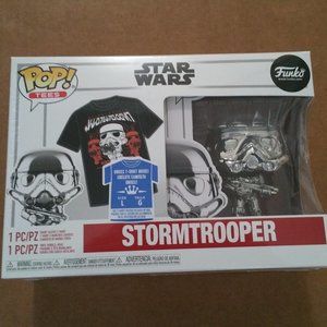 Star Wars Stormtrooper Metallic Pop! Vinyl Figure with Adult Black Pop! T-Shirt